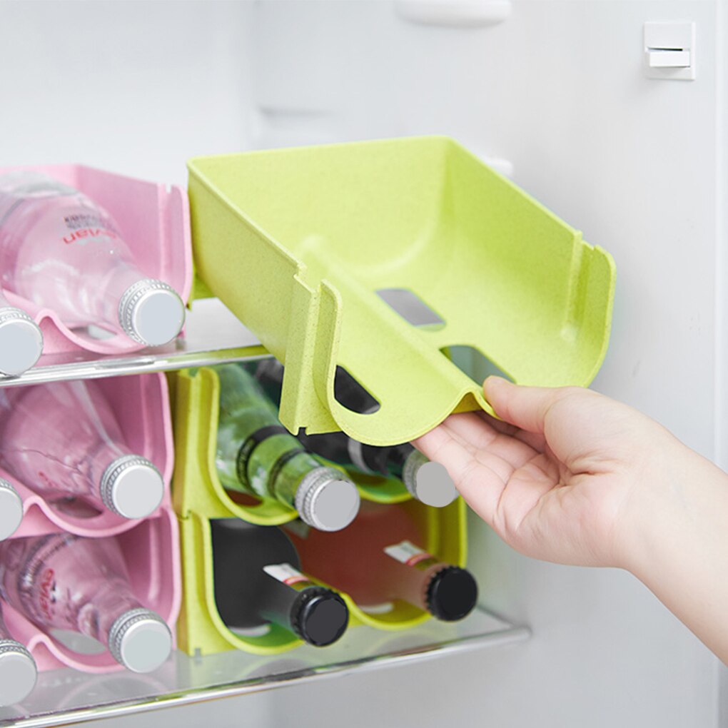 Køleskab skuffe drikkevare opbevaringsboks dåse dispenser dåser anti-fald opbevaring rack glas øl flaske rack stabelbar drikke holder