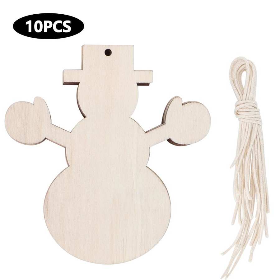 Houten mooie feest hangende hanger ornament kerstboomversiering: Sneeuwpop (pakket  of 10))