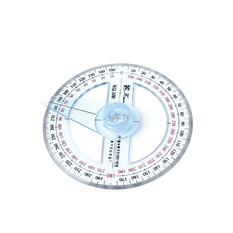 Plastic 360 Degree Protractor Ruler Angle Finder Swing Arm School Office