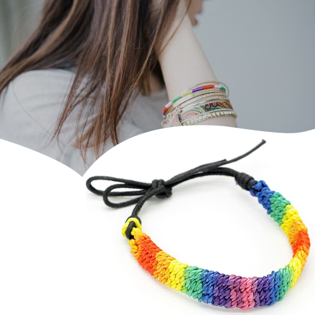 Seven Color Rainbow String Strand Friendship Bracelet Exquisite Pride Woven Braided Rope Bracelets Jewelry