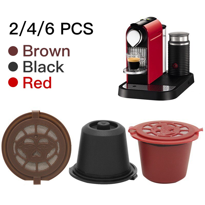 Filtre réutilisable pour capsules à café Nespresso | 2/4/6 pièces, dosettes de café rechargeables, outils de café, directe cuillère , brosse