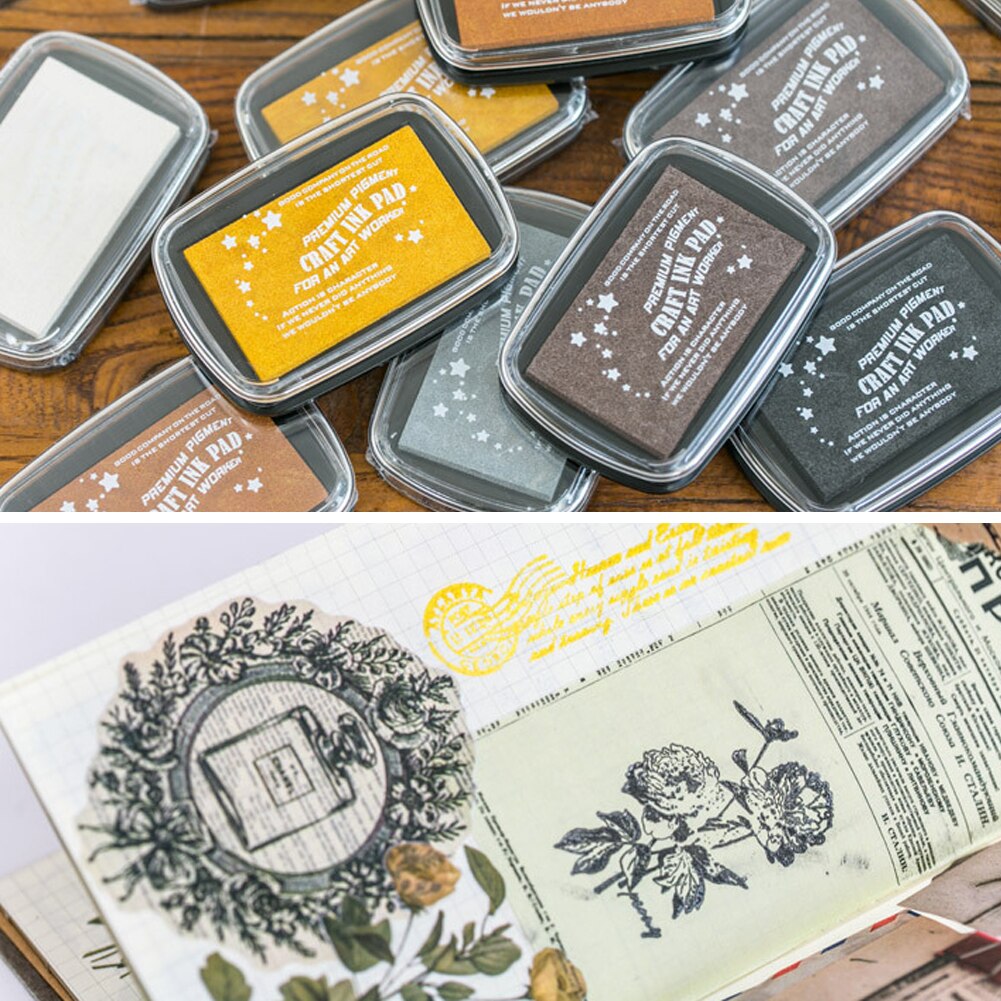 Almohadilla de tinta de Color metálico Vintage, almohadillas de tinta para sellos de goma, papel de álbum de recortes, tamaño grande, 6,7x10cm