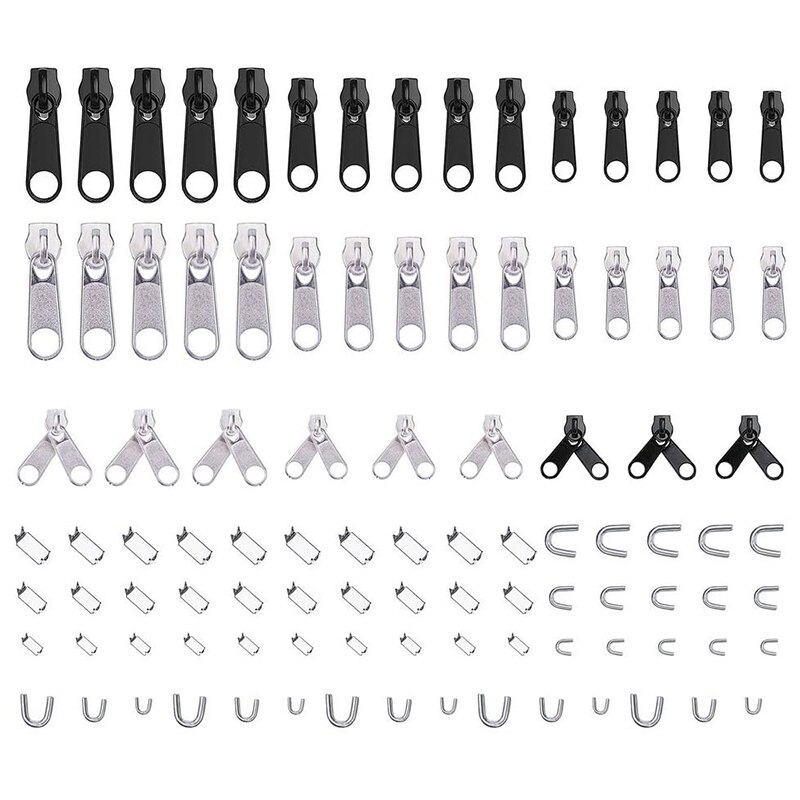 86Pcs Rits Vervangende Onderdelen Rits Reparatie Kit Voor Reparatie Jeans, Jassen En Jas Rits