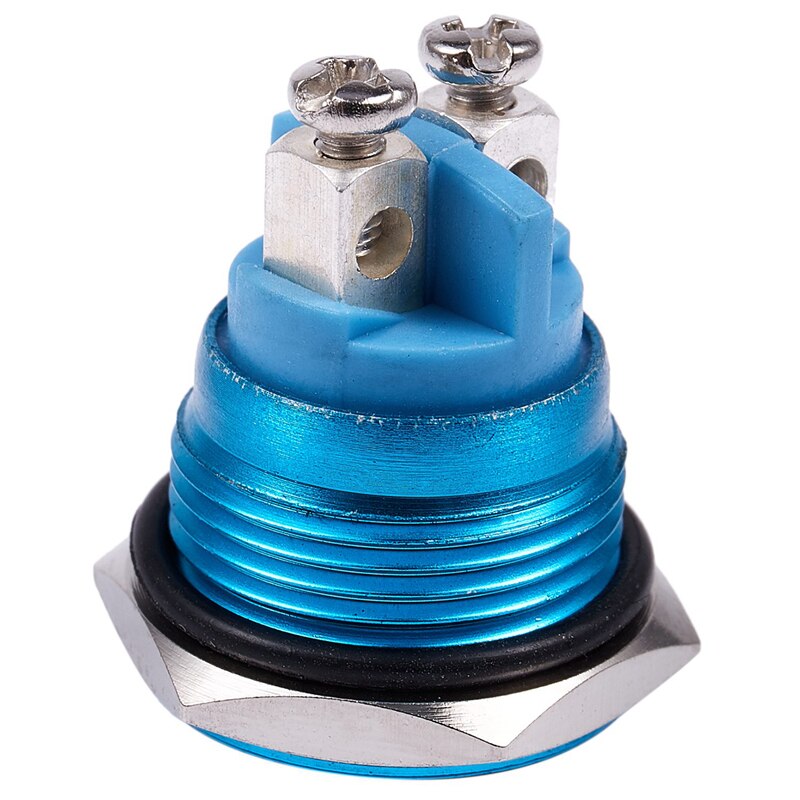 2Pcs 16Mm Flush Mounted Momentary Spst Stainless Steel Round Push Button Switch - Blue & Silver,Blue