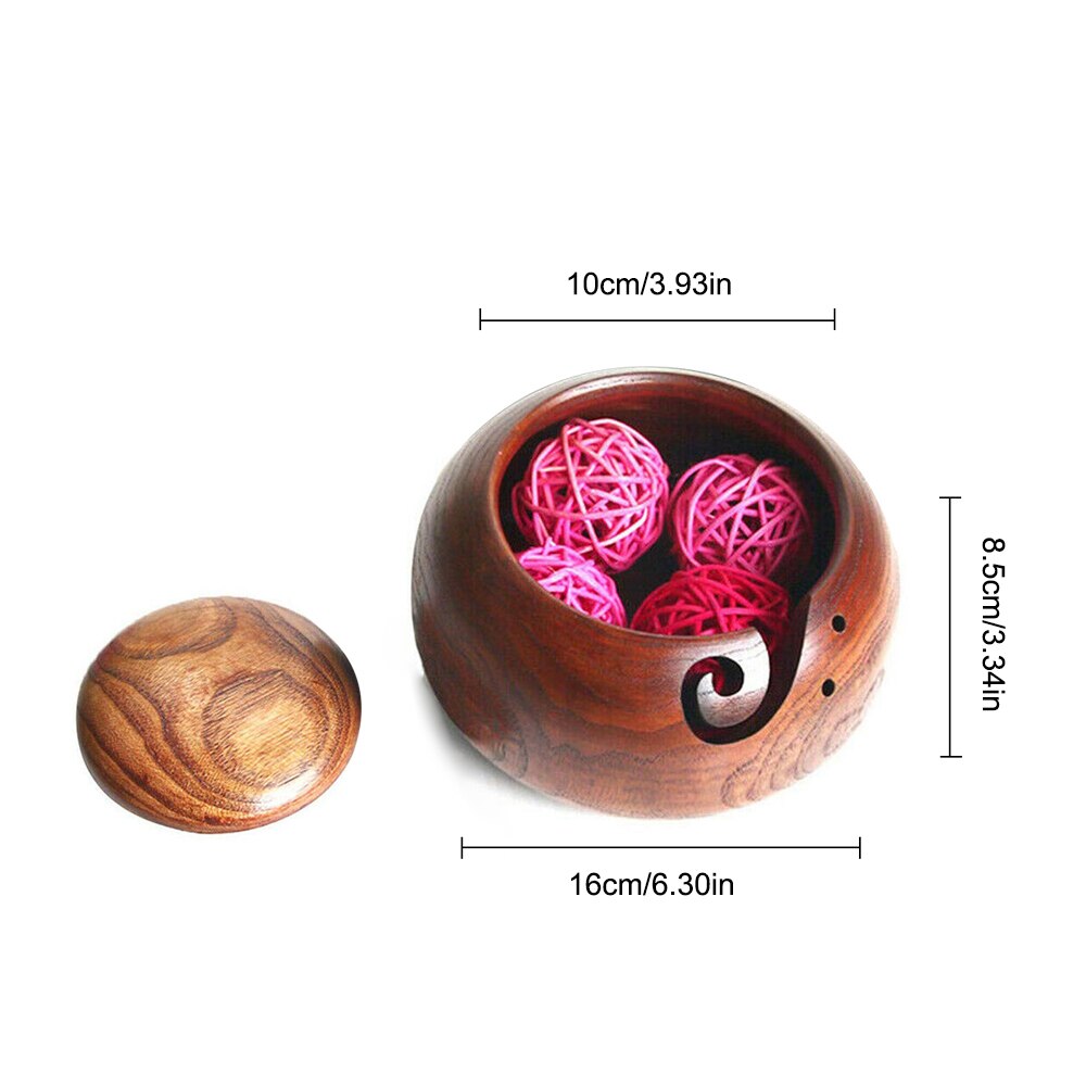 Cuenco de lana portátil con tapa cuenco de ganchillo a prueba de polvo, cuenco de almacenamiento de hilo para tejer, cuenco de almacenamiento de hilo de lana de costura