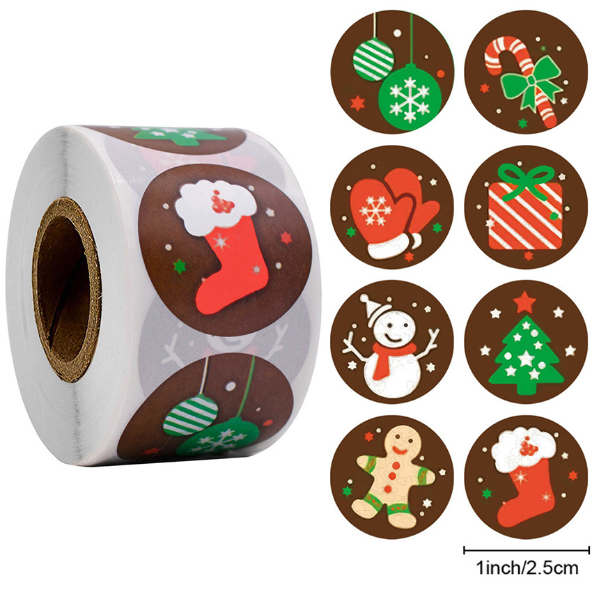 1 cal wesołych świąt naklejki świąteczne cukierki choinkowe torba pieczęć robić naklejenia prezenty bożonarodzeniowe karty dekoracyjne pocztówka etykiety noworoczne ozdoby: D 100szt