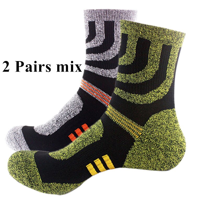 2 Paare Socken Nahtlose Thermische Verdicken draussen Sport Socken Fahrrad Schuhe Wolle Haufen Männer Schlafen Socken Für Männer EU 39-44 Meias: Grün grau