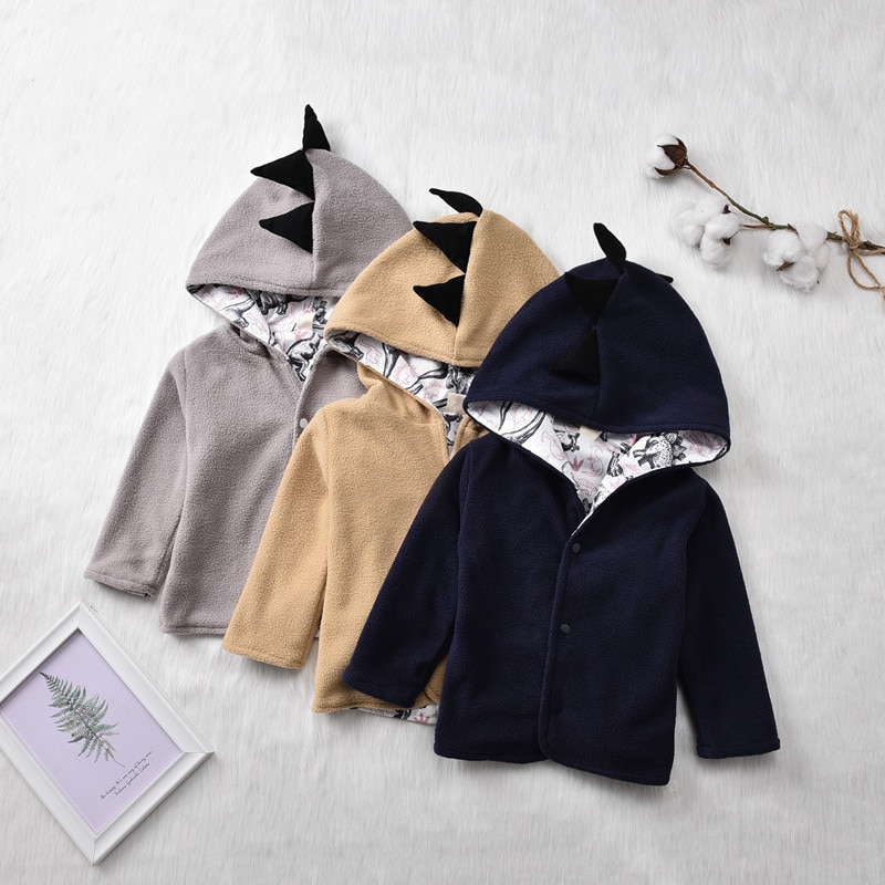 Baby Jongens Zachte Fluwelen Katoenen Jassen Leuke Cartoon Herfst Winter Kleding Kid Peuter Infant Dinosaurus Hoodie Lange Mouwen Jas