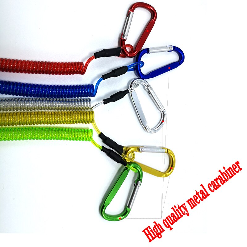 Carabiner Camping Hiking Anti-lost Rope Fish Clamp Controller Hanging Rope 6-Color Powerful Rope Keychain Rope
