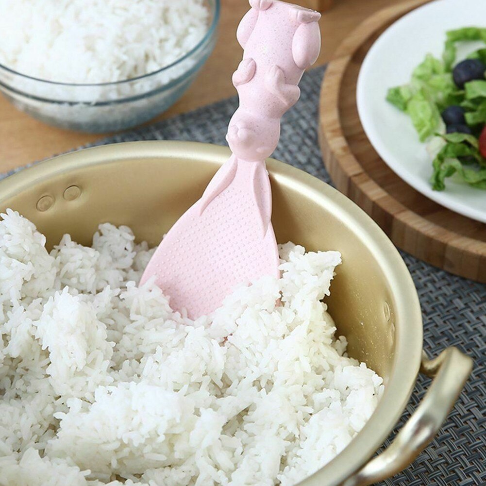 Cuillère à soupe antiadhésive en forme de lapin, cuillère à riz, belle louche à soupe sur pied, pelle à poignée en forme de lapin, ustensiles de cuisine