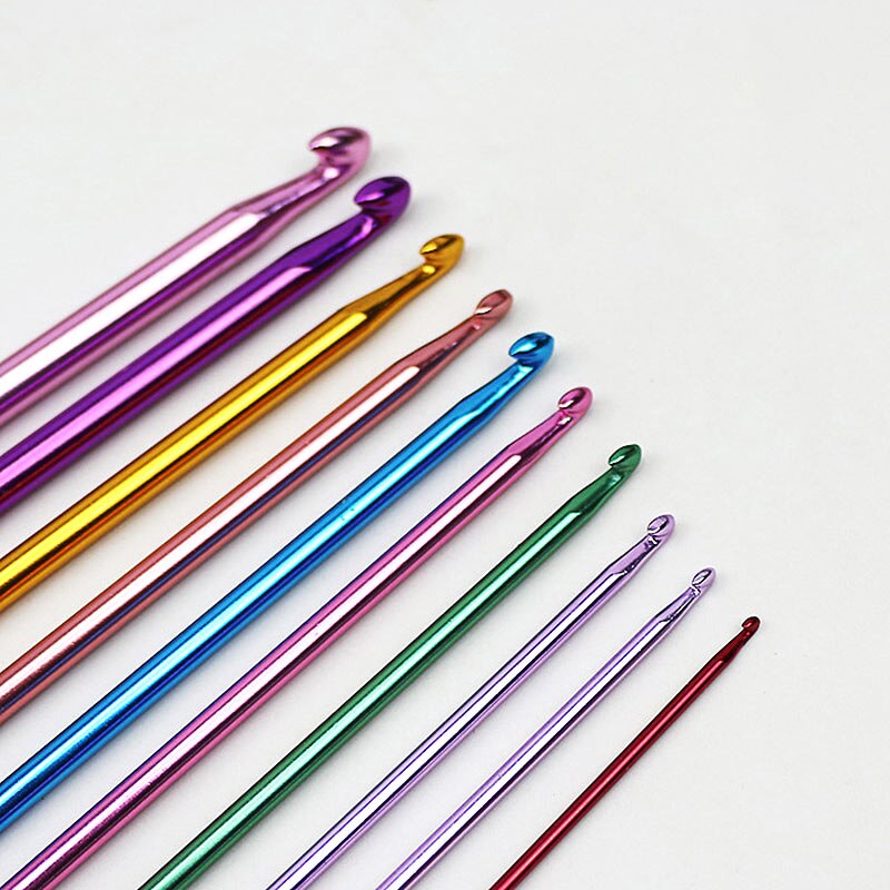 Juego de agujas de costura manual, juego de agujas de ganchillo, colores surtidos, utensilios con agujas de tejer de aluminio tunecino afgano, 11 unidades