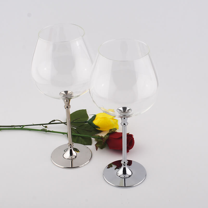 Oh Trend 680ml Hochzeit Weingläser Becher Stainess Stahl Kristall Diamant Stehen Wein Glas Gravierte Küche Glas Bar Klar tasse: silver stem