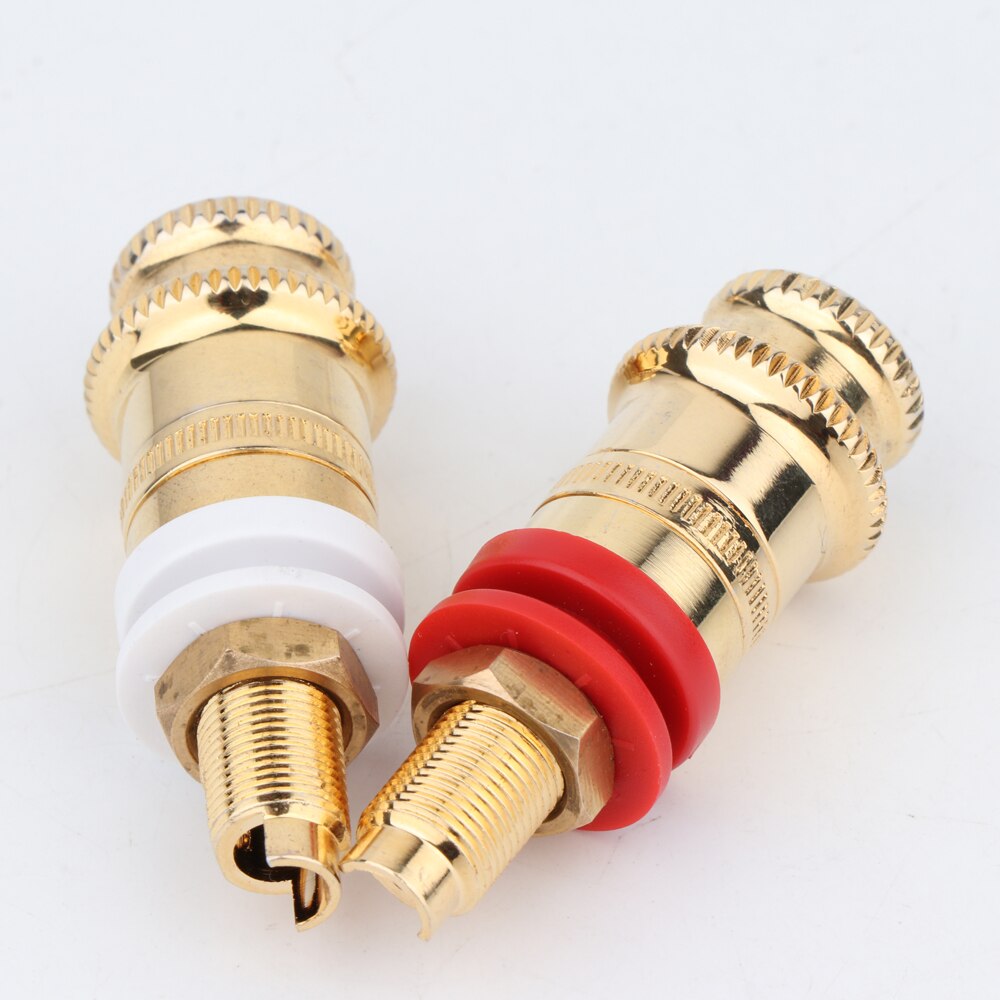 4Pcs BP1115 Gold Plated Speaker Binding Posts Terminal Connector Jack Loudspeaker Cable Soeckt