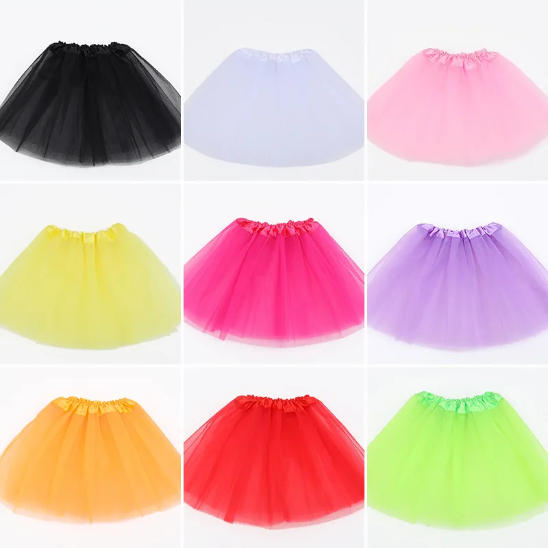Jupe tutu élastique pour filles, vêtements de danse de Ballet, Mini jupe pour fête d'anniversaire, danse, 3 couches en Tulle pour enfants de 2 à 8 ans