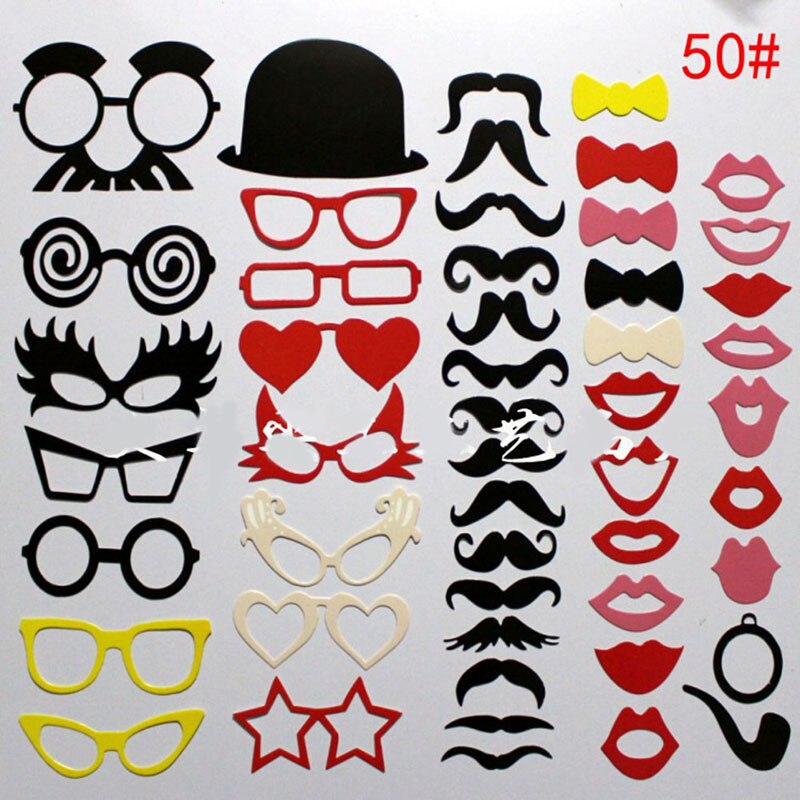 50 Stks/set Fun Photo Booth Prop Lip Kleurrijke Kaart Op Een Stok Bruiloft Decoratie Gunst