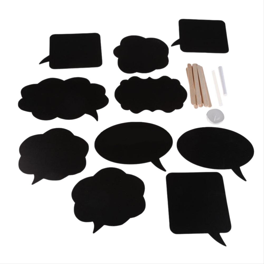 10 Uds. DIY tarjeta negra accesorios de fotografía de boda decoración de de boda accesorios de fotomatón 10 tarjetas + 10 palos + tiza + pegamento