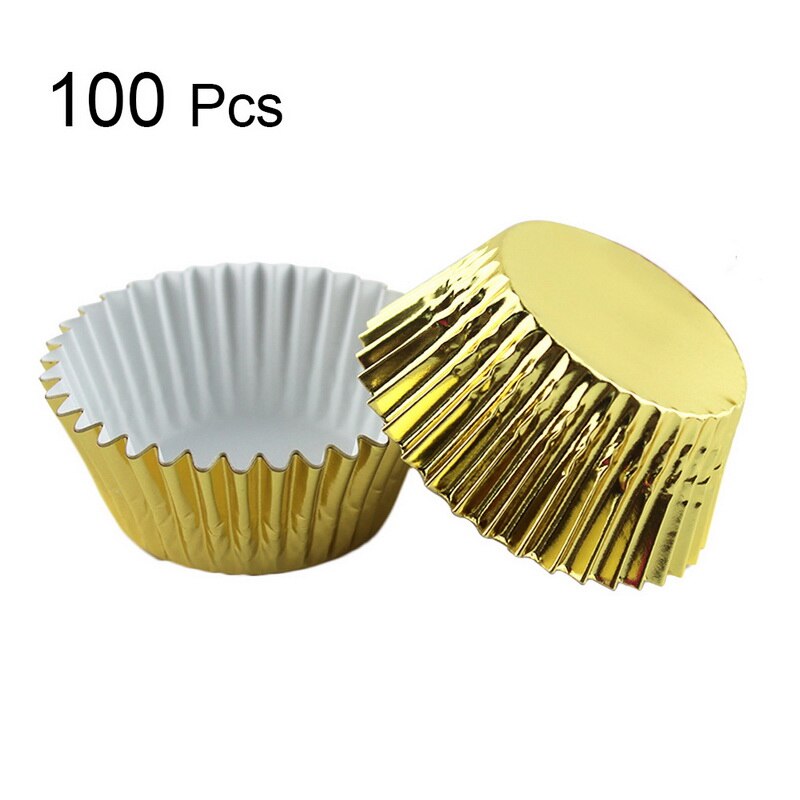Mini rainbow 100pc cupcake liner bagekop cupcake papir muffin etuier kage æske æggetærter bakke køkken tilbehør værktøj: 100 stk gul