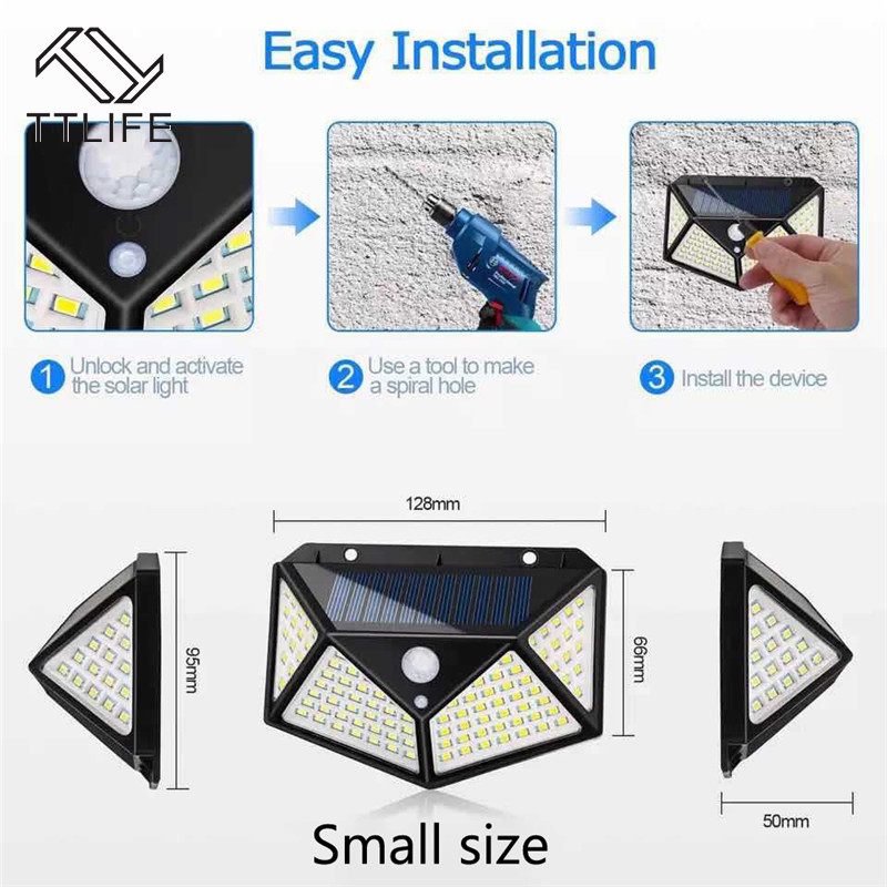100LED Lamp Gardening Solar Light Motion Sensor Waterproof Light Three Light Mode Easy To Install LED Backyard Lamp