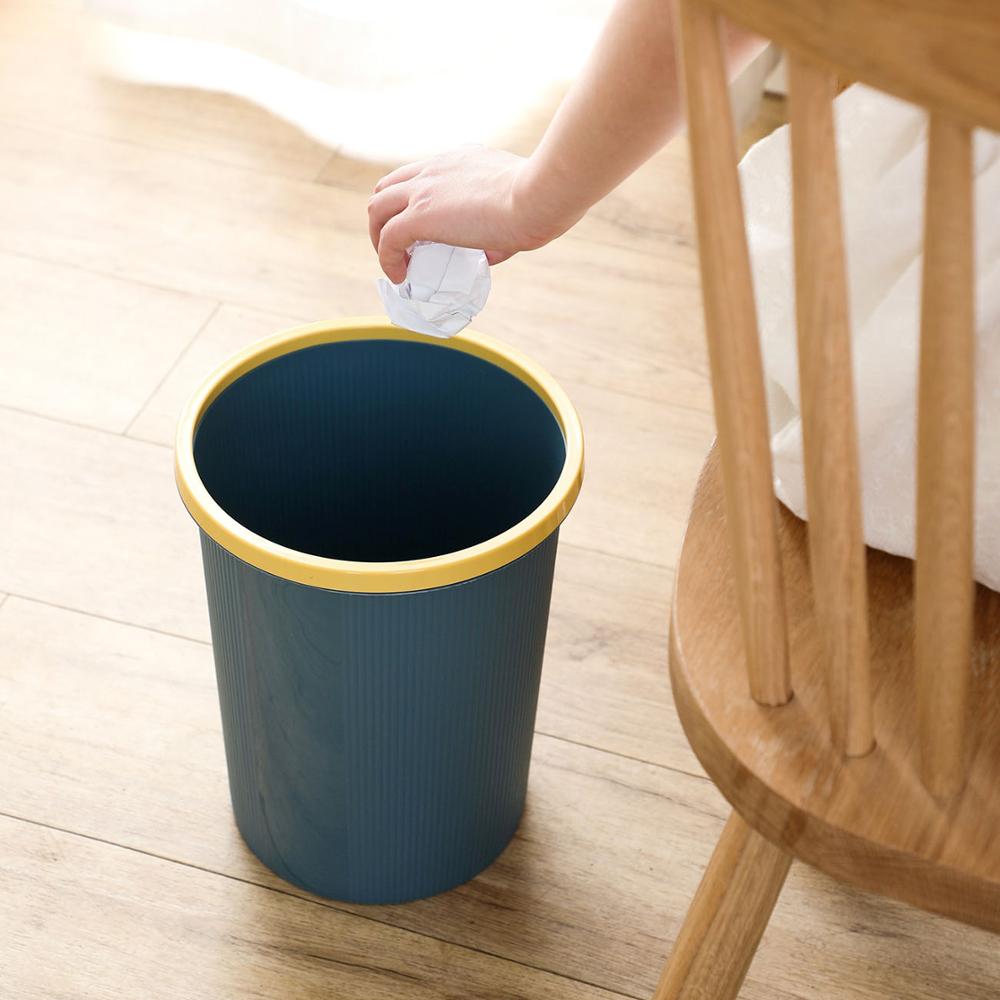 1pc søppeldunker med klemring husholdningslokk uten lokk plast papirkurv dårlig kjøkken søppel søppelbeholder