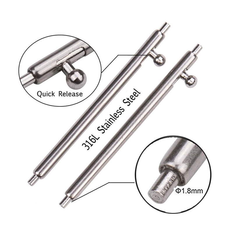 4 st 18mm 20mm 22mm fjäderstänger stift 1.5mm diameter klockstift tillbehör till klockarmband med snabbkoppling