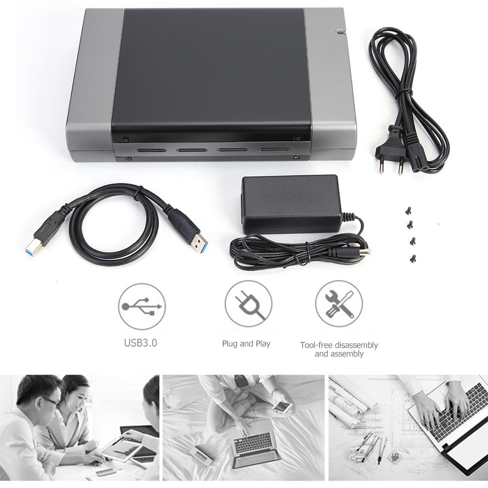 5.25 inch Aluminum Alloy Hard Disk Case Portable Upper and Lower Cover Structure USB3.0 to SATA USB-B Adapter Support 8T