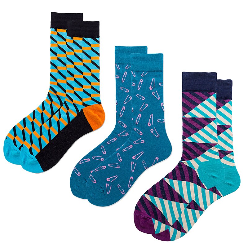 3pairs Funny Socks Personality Cotton Men& Women Sports Socks Beer Mouse Rabbit Shrimp Stamp Animal Food Fruit Cycling Socks: 17