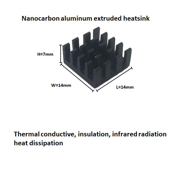 Nanocarbon Geëxtrudeerd Aluminium Koellichaam 14*14*7Mm Aluminium Profiel Koellichaam 100 Stks/partij
