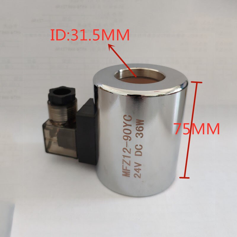 Trou intérieur hydraulique de bobine d'électrovanne de bobine d'électrovanne 31.5mm taille 75mm MFZ12-90YC MFB12-90YC