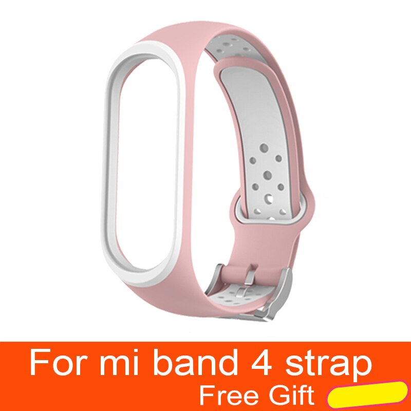 Per Xiao mi mi fascia 4 Cinghia di Accessori per Articoli Elettronica smart sostituzione impermeabile Doppio Braccialetto Del Silicone Di Colore per mi Band4 NFC cinturino Da POLSO: Pink-white