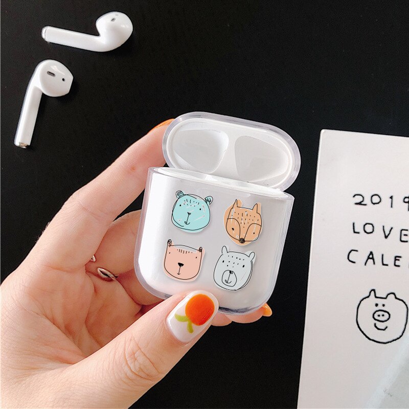 Hard PC Transparent Earphone Cases For Apple AirPods 1 2 Charging Box Cute Cartoon Cactus Crystal Cover Bag For Airpods Cases: A307