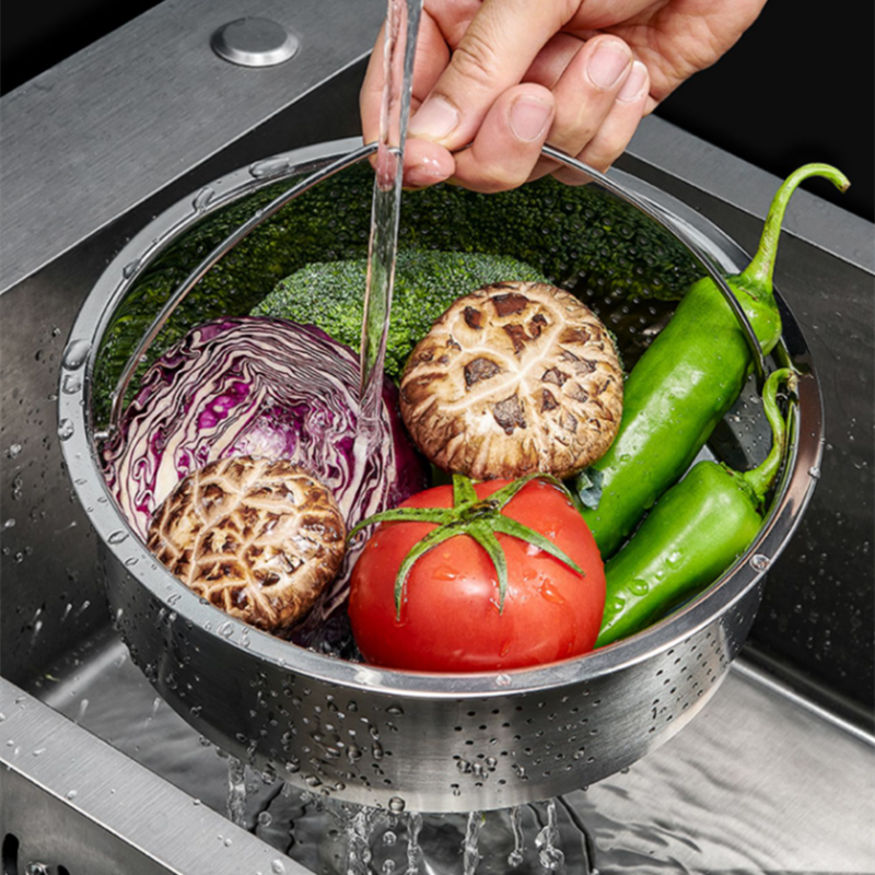 Kitchen Stainless Steel Food Steamer Basket with Silicone Handle Feet Rice Pressure Cooker Steaming Grid Cooking Utensils