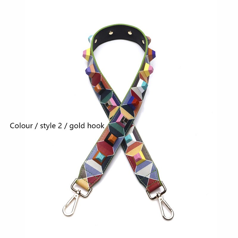 Vrouw Zak Bandjes Klinknagel Schouderbanden Breed Tas Band Botsen Kleur Joker Bloem Riem Crossbody Onderdelen Acessorios: Colour 2 Gold