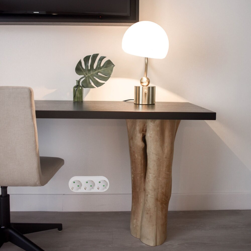 Triple Socket Power Socket Adapter Anti-flame Heat-resistant Socket Panel with EU Plug White