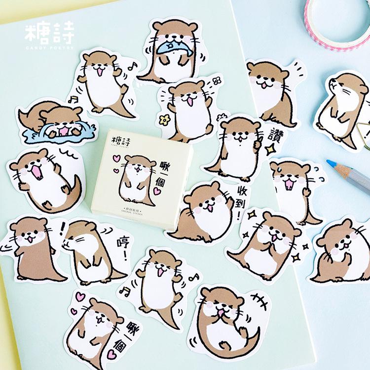 45 stk søt oter mini papir klistremerke dagbok dekorasjon diy scrapbooking etikett segl klistremerke skrivesaker: Default Title