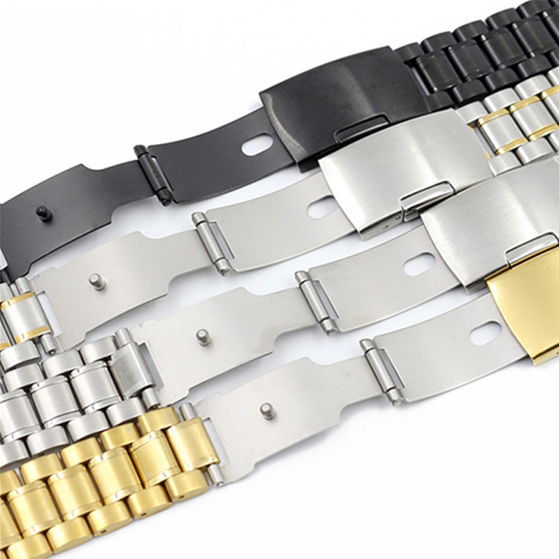 12 14 16 18 19 20 21 22 24mm correa de reloj de extremo curvo de acero inoxidable sólido de accesorios de pulsera con herramienta