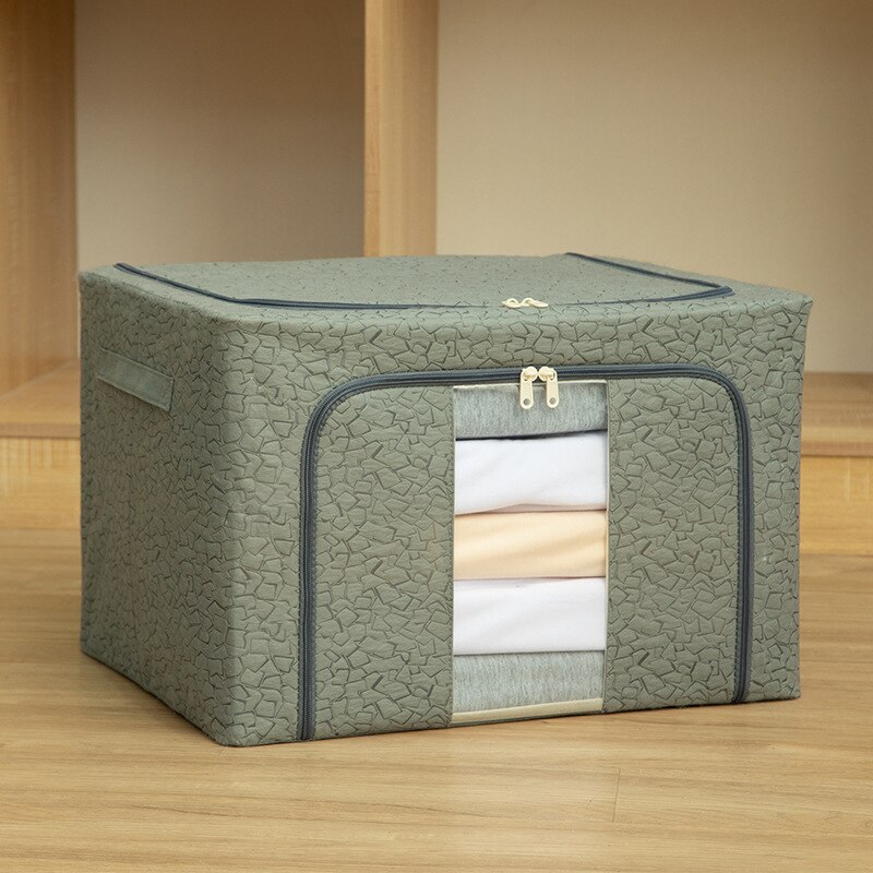 Non-woven Foldable Storage Box Quilt Clothes Steel Frame Transparent Storage Box Sheets Blanket Pillow Container