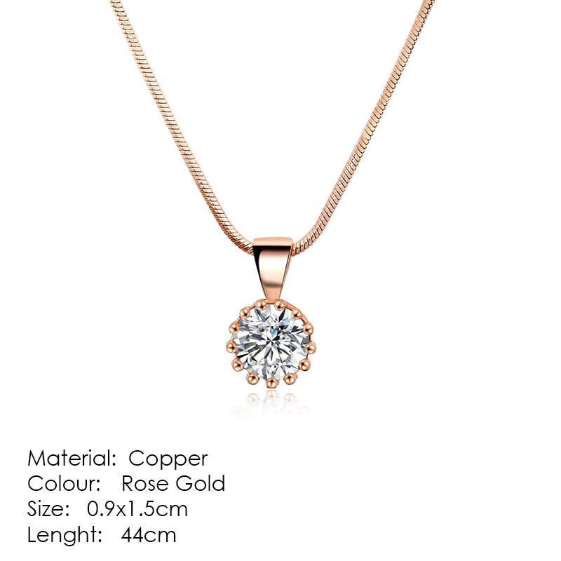 ZHOUYANG Necklaces & Pendants Jewelry For Women Silver Color Rose Gold Chain Jewellery Heart Necklace Cubic Zirconia N388: N390