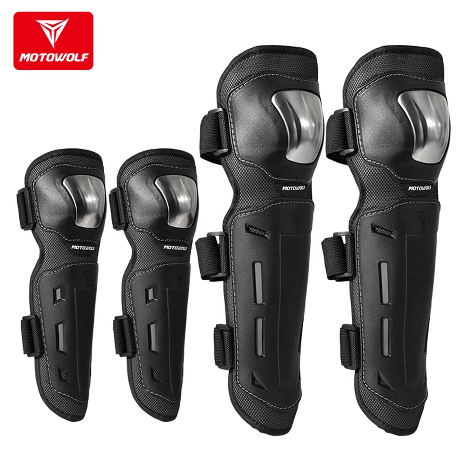 Universal Motorcycle Long Knee Pads Winter Warm Protective Gear Riding Fall-proof Windproof Stainless Steel Four-piece Set