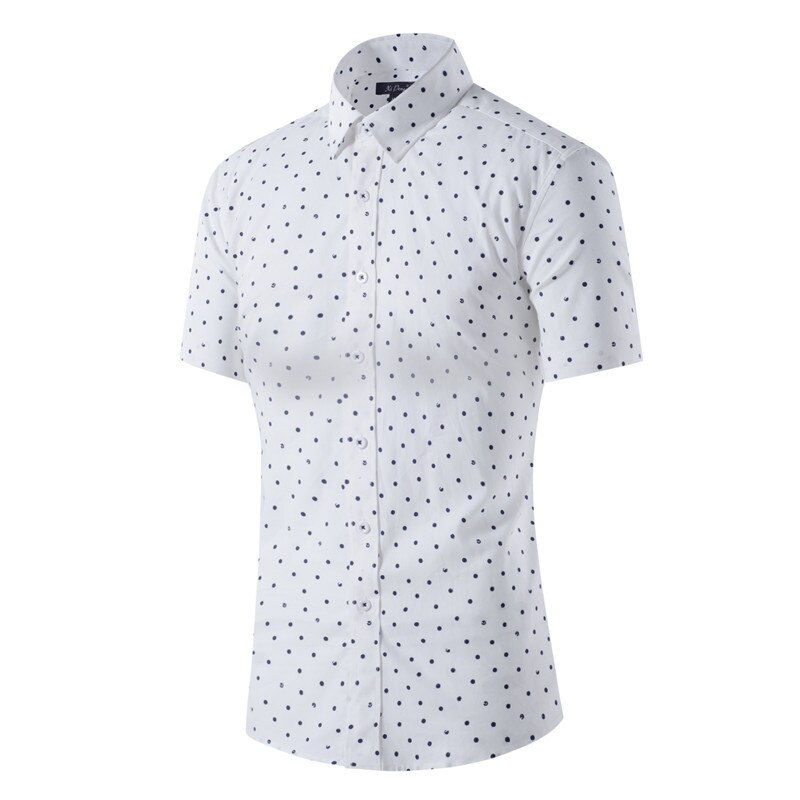 Chemises à manches longues pour hommes, chemises américaines à manches courtes, imprimés de points, chemises pour hommes, été 15,
