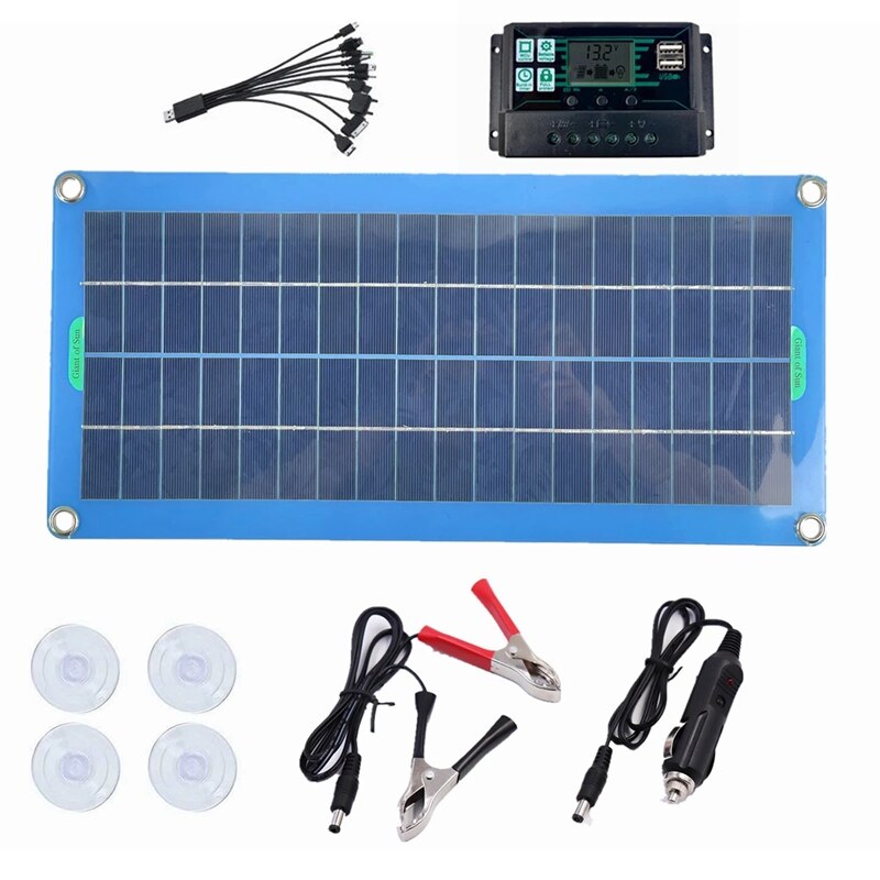 300W Zonnepaneel 12V 5V Dual Usb Controller Waterdicht Monocrystalin Zonnecellen Battery Charger