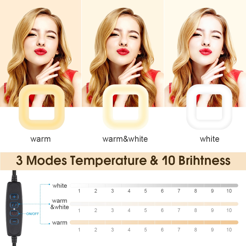 LED Selfie Ring Light Photography Dimmable Camera Phone Ring Lamp With Table Tripods For Makeup Video Live Studio