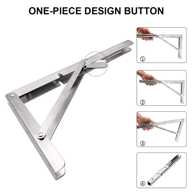 Heavy Duty Folding Shelf Brackets, 2Pcs Stainless Steel Collapsible Shelf Bracket with Mounting Screws for Table Work Bench, Spa