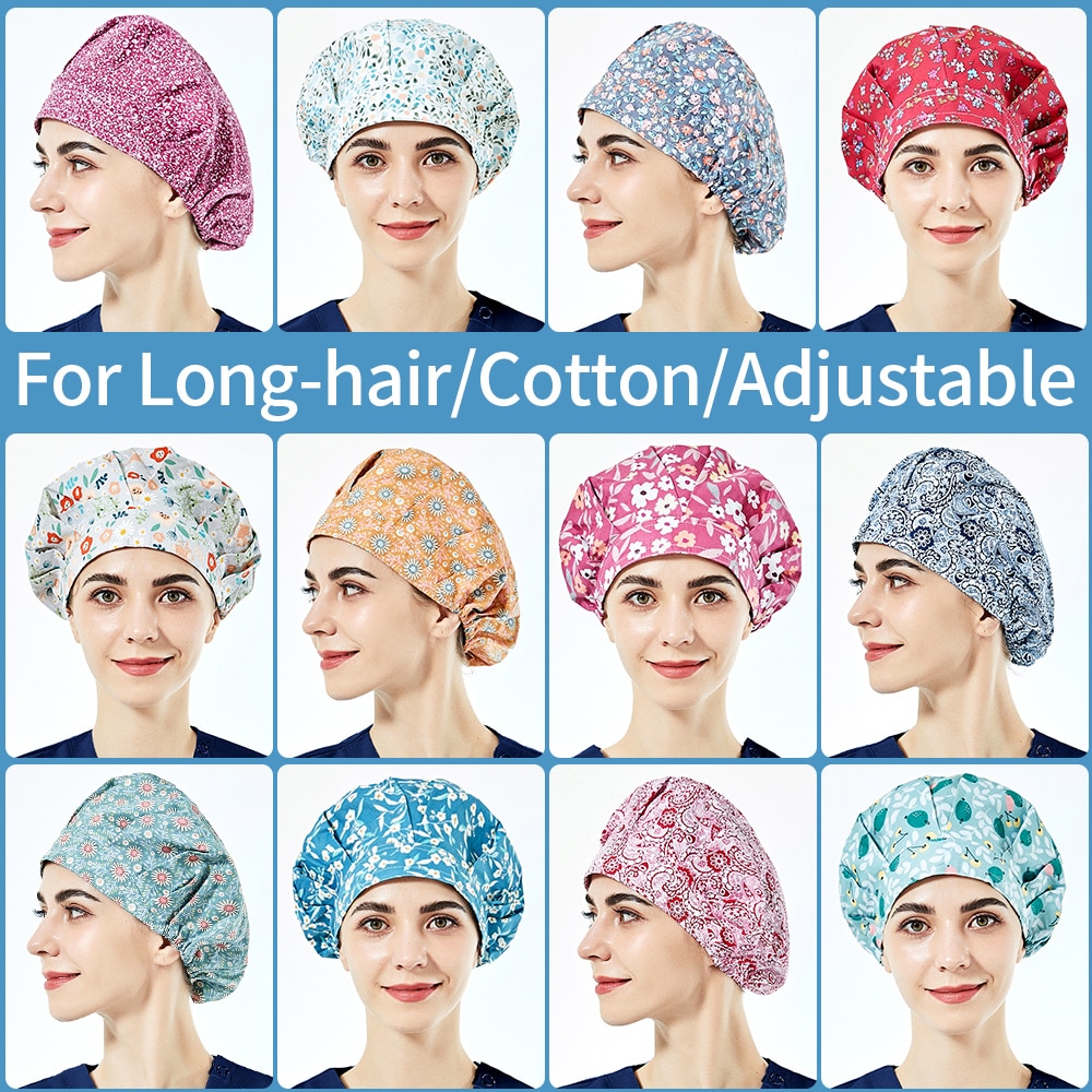 Multicolor baumwolle peeling hut Elastische Einstellbar Haushalts staubdicht arbeit kappe mit Schweiß handtuch Floral print peelings kappen lange haar