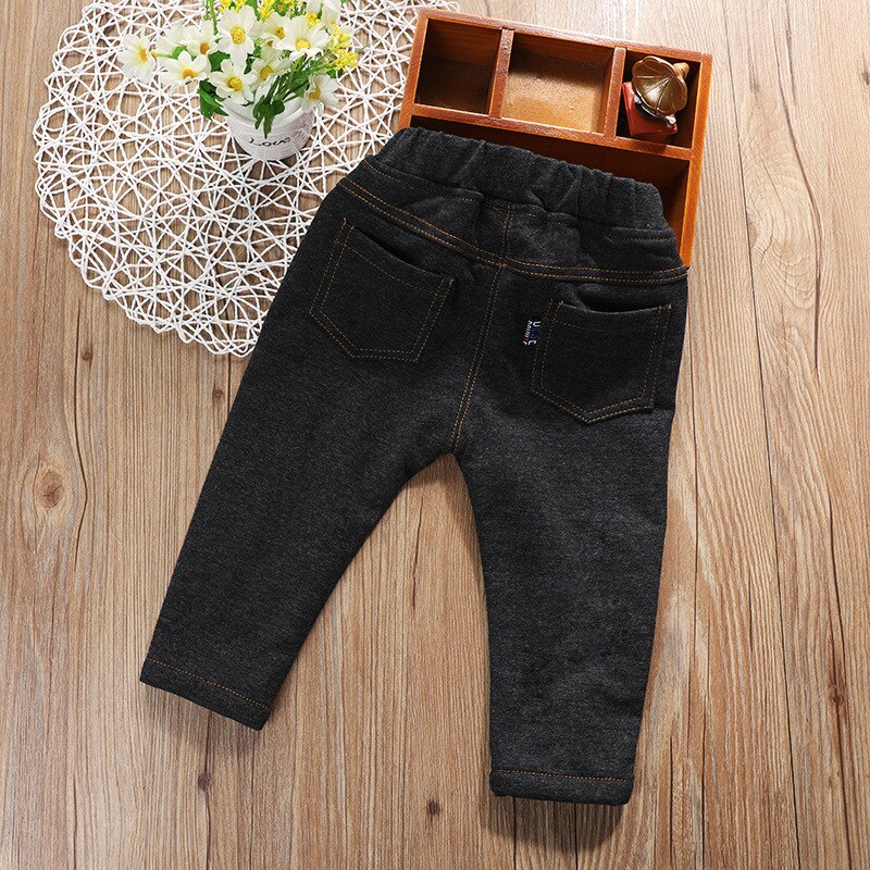 Tykke piger jeans baby børn jeans til børn drenge piger leggings børn tykke fleece bukser småbørn bukser piger bukser vinter 1-6y: Grå / 18m-80