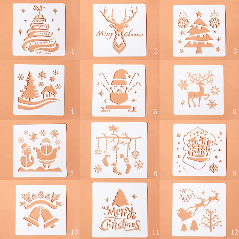 Merry Christma Drawing Template Theme Drawing Board Painted Christmas Tree Elk Children's Educational Tools 12 Kinds Style