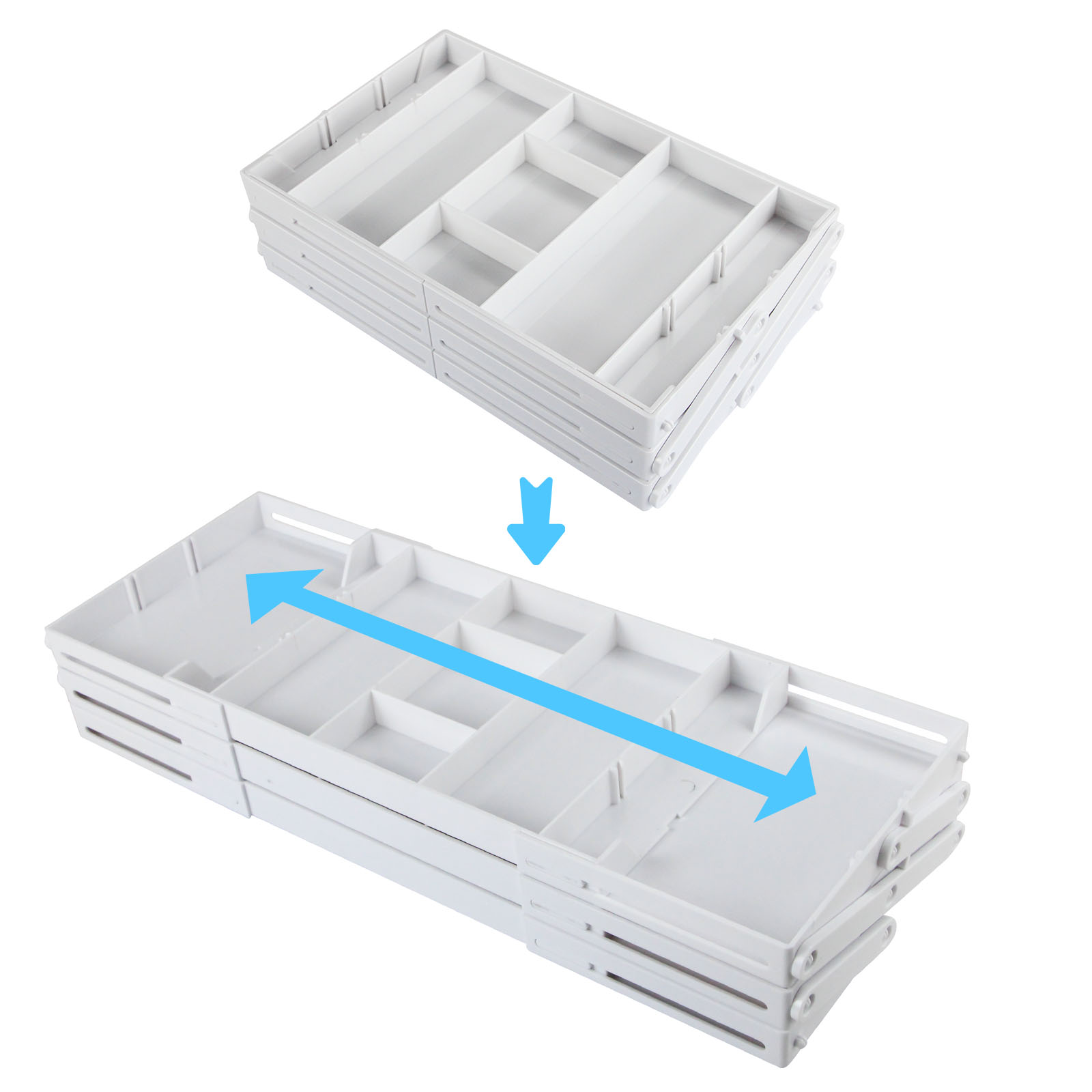 Organizador de cajones de 2/3 niveles, bandejas organizadoras de escritorio expandibles plegables de varios niveles para suministros de oficina, utensilios de cocina