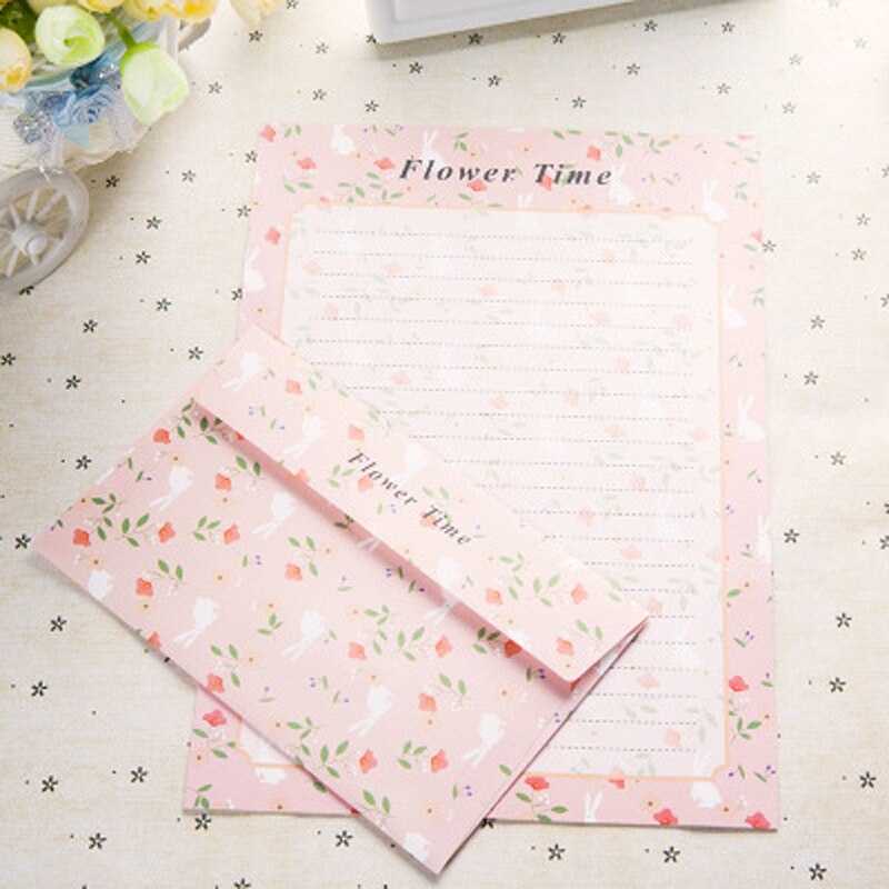 Liefde Envelop Wedding Brief Uitnodiging Brief Papier Set 3 Pcs Papier Envelop 6 Lakens Groet Bloemen Vogel Brief Schrijven Papier