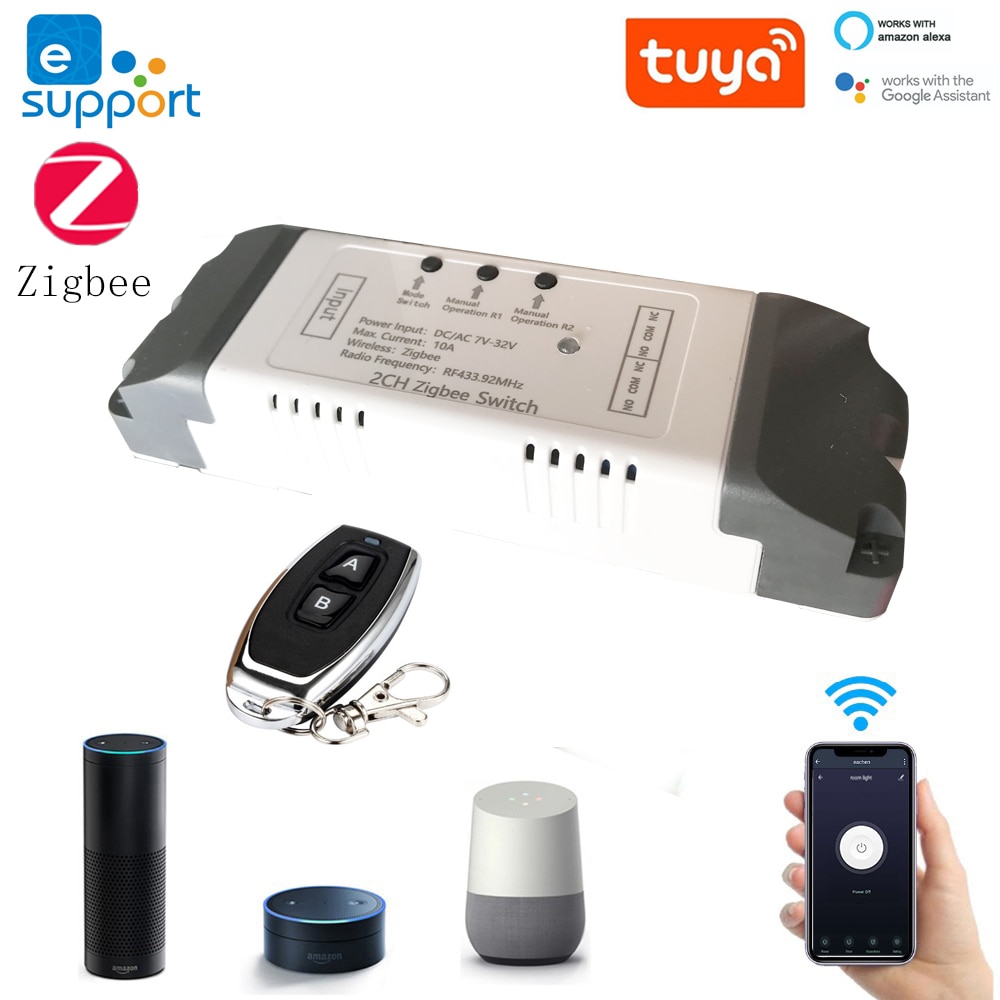 2CH DC5-32v relay-module gateway Door Garage Curtain motor light-switch bridge smart-hub remote-control zigbee alexa google home