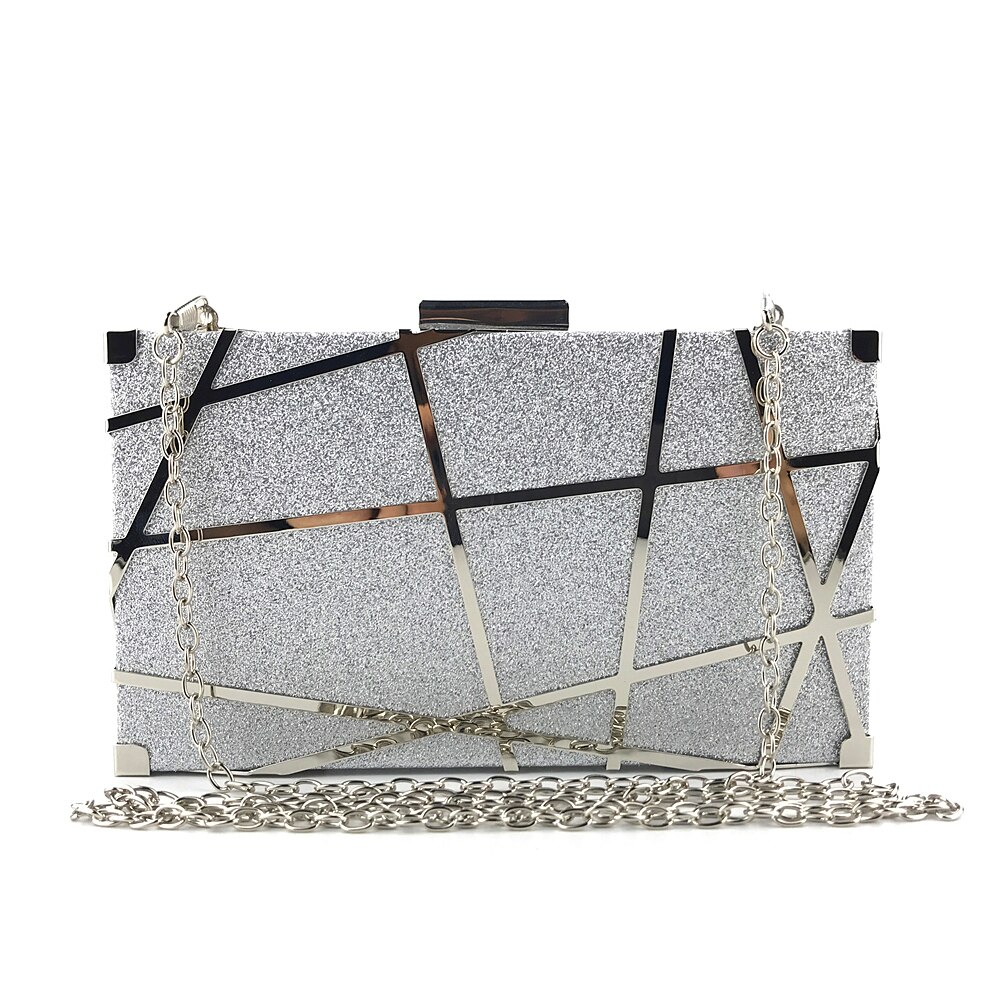 LuxEcho Kleine Bling Handtaschen Abendessen Abend Tasche Frauen Hochzeit taschen für braut Kette Schulter Taschen Schild Kupplungen Quaste: Silber