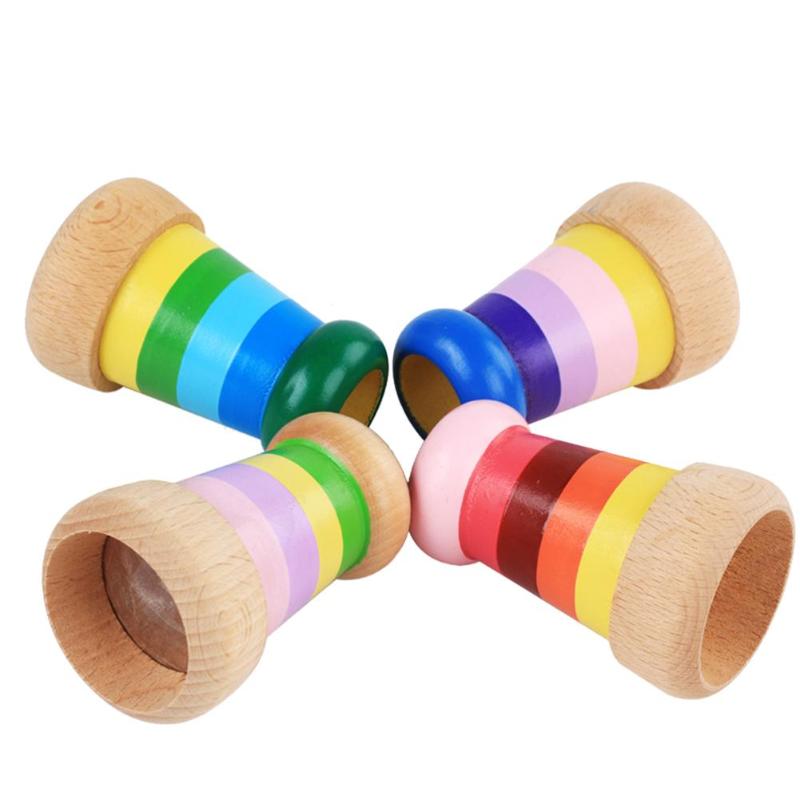 Houten Magic Kaleidoscope Baby Kids Educatief Speelgoed Educatief Leren Puzzel Speelgoed Willekeurige Corlor